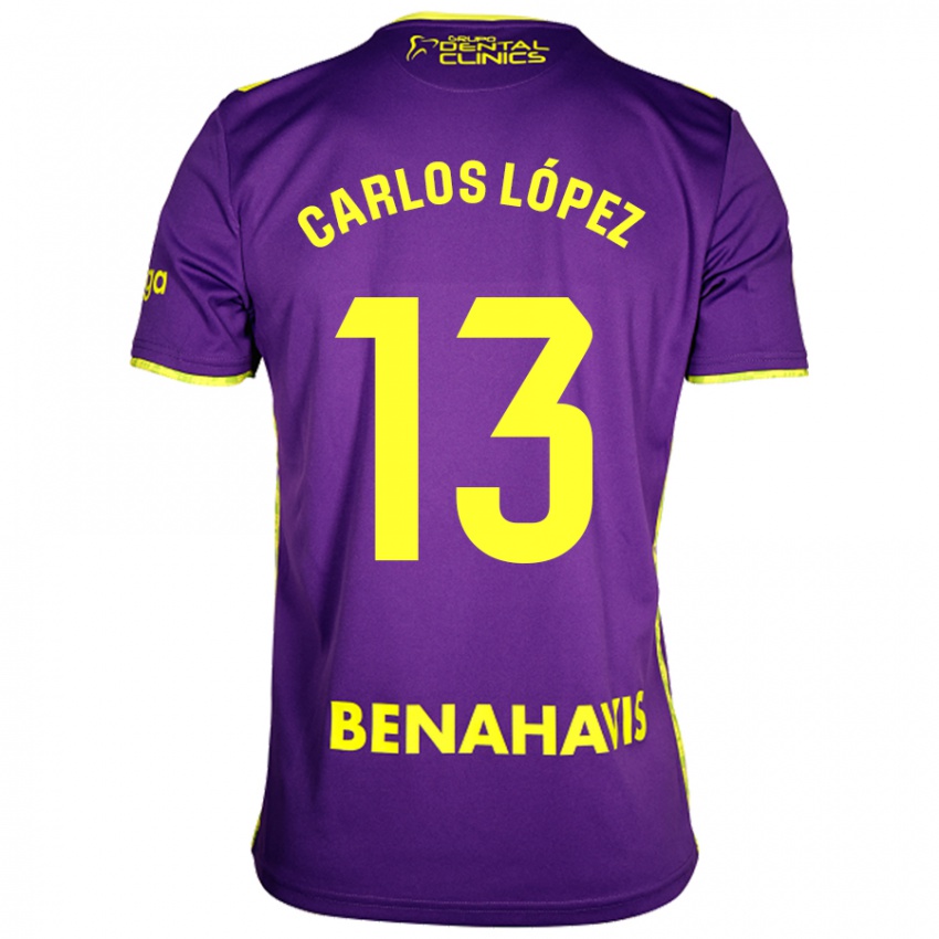 Niño Camiseta Carlos López #13 Púrpura Amarillo 2ª Equipación 2024/25 La Camisa Chile