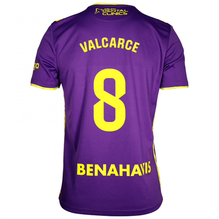 Niño Camiseta Alejandro Valcarce #8 Púrpura Amarillo 2ª Equipación 2024/25 La Camisa Chile