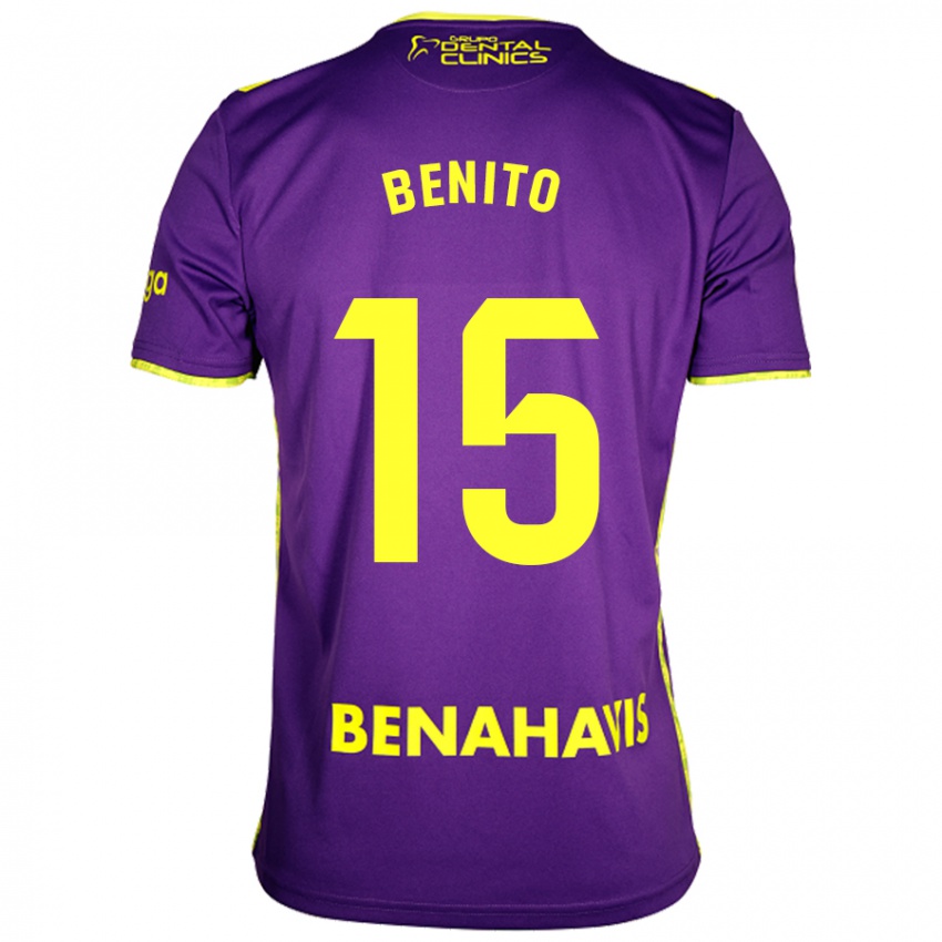 Niño Camiseta Iván Benito #15 Púrpura Amarillo 2ª Equipación 2024/25 La Camisa Chile