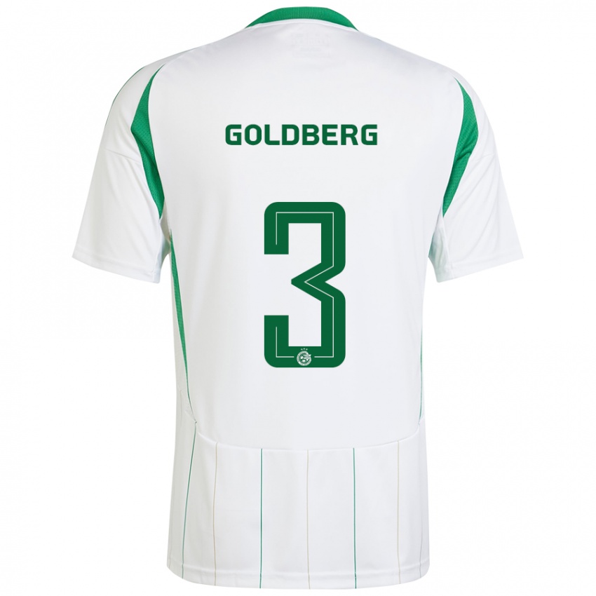 Niño Camiseta Shon Goldberg #3 Blanco Verde 2ª Equipación 2024/25 La Camisa Chile