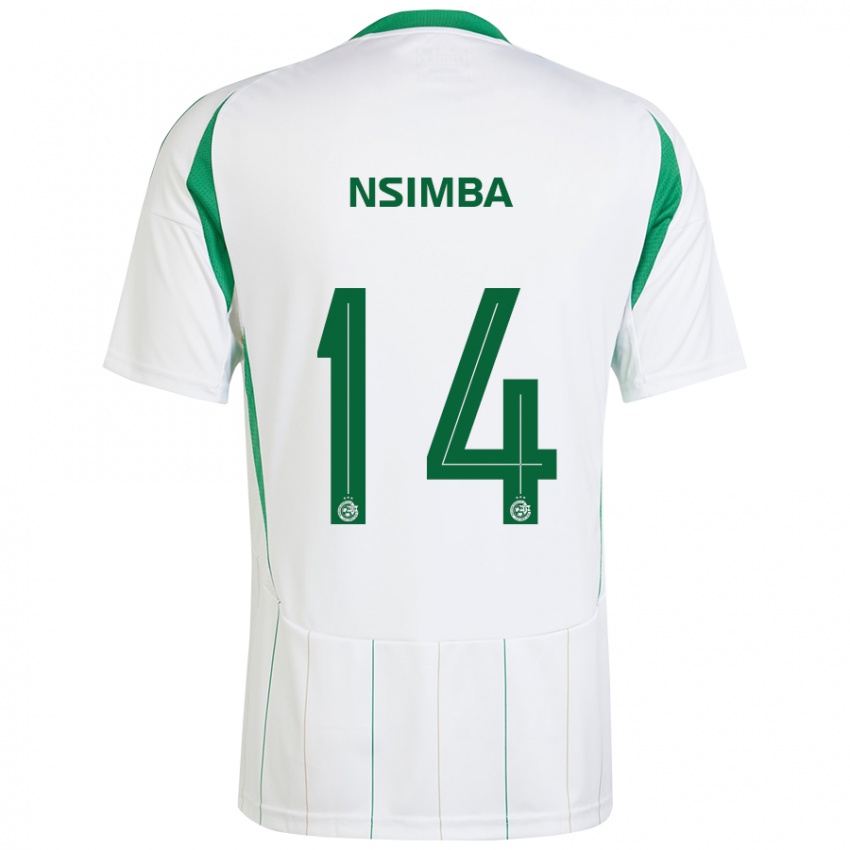 Niño Camiseta Vital Nsimba #14 Blanco Verde 2ª Equipación 2024/25 La Camisa Chile