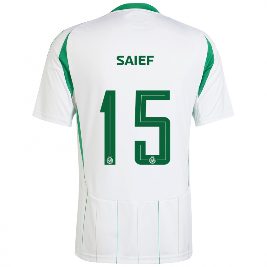 Niño Camiseta Kenny Saief #15 Blanco Verde 2ª Equipación 2024/25 La Camisa Chile