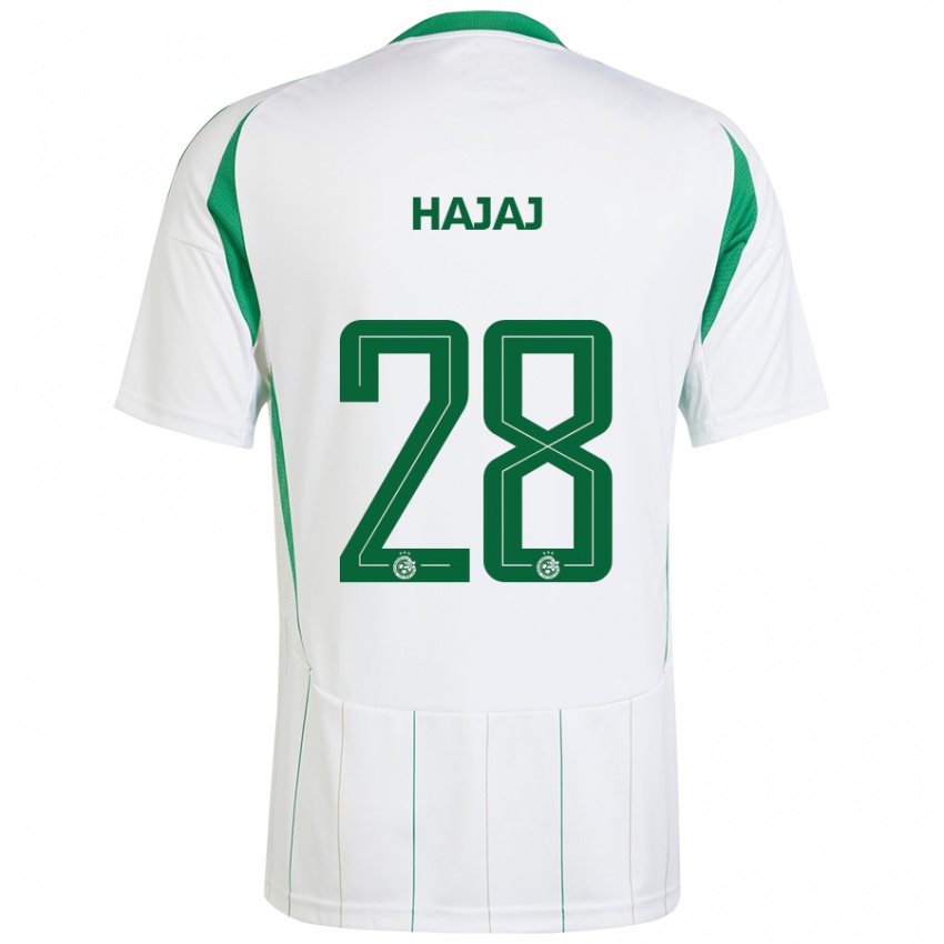 Niño Camiseta Ilay Hajaj #28 Blanco Verde 2ª Equipación 2024/25 La Camisa Chile