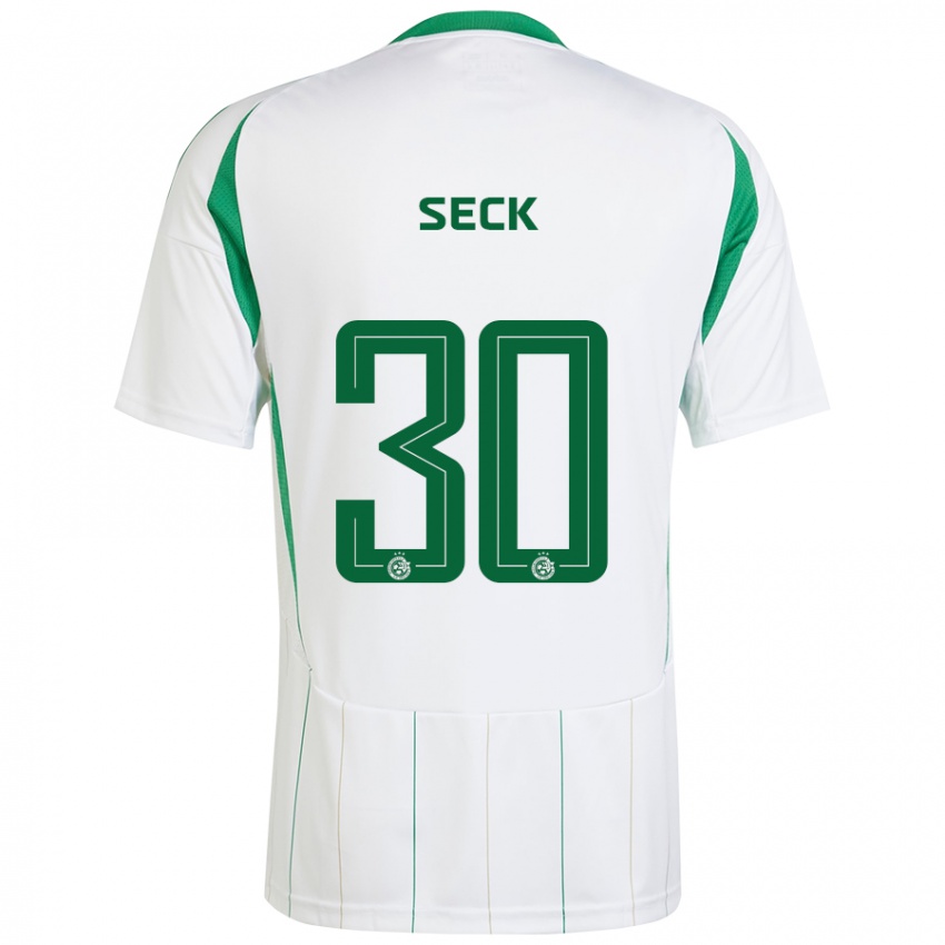 Niño Camiseta Abdoulaye Seck #30 Blanco Verde 2ª Equipación 2024/25 La Camisa Chile