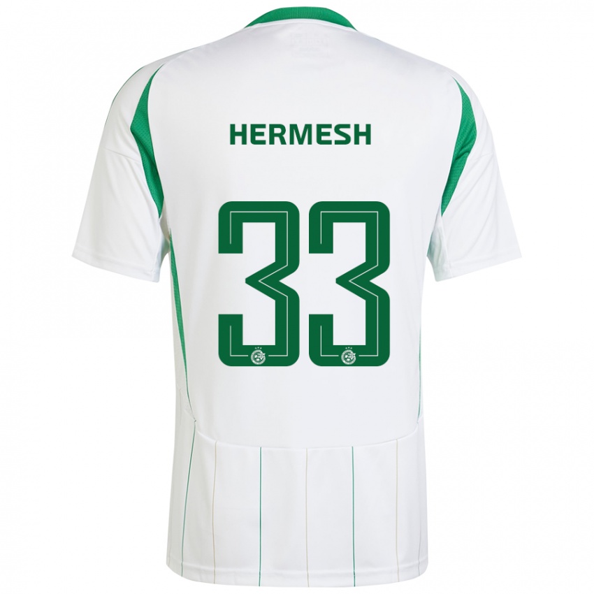 Niño Camiseta Liam Hermesh #33 Blanco Verde 2ª Equipación 2024/25 La Camisa Chile