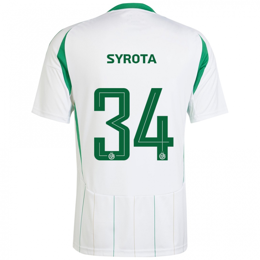 Niño Camiseta Oleksandr Syrota #34 Blanco Verde 2ª Equipación 2024/25 La Camisa Chile