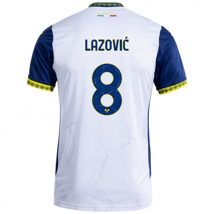 Niño Camiseta Darko Lazović #8 Blanco Azul 2ª Equipación 2024/25 La Camisa Chile