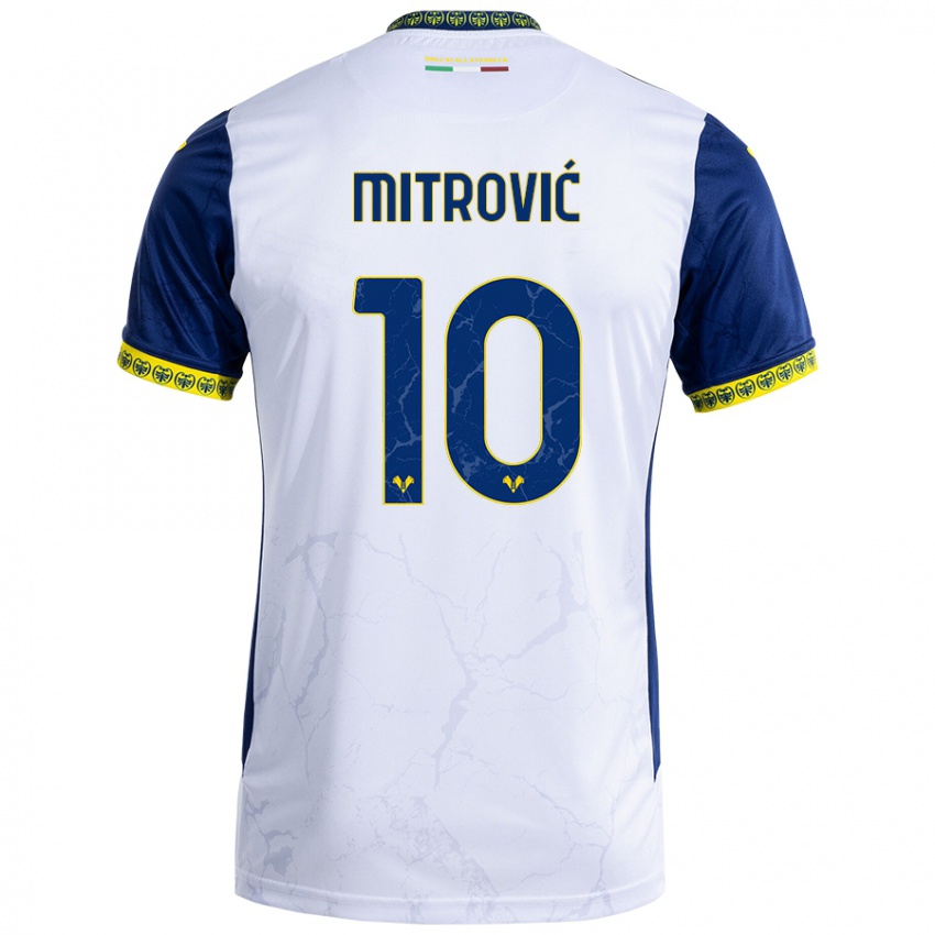 Niño Camiseta Stefan Mitrović #10 Blanco Azul 2ª Equipación 2024/25 La Camisa Chile