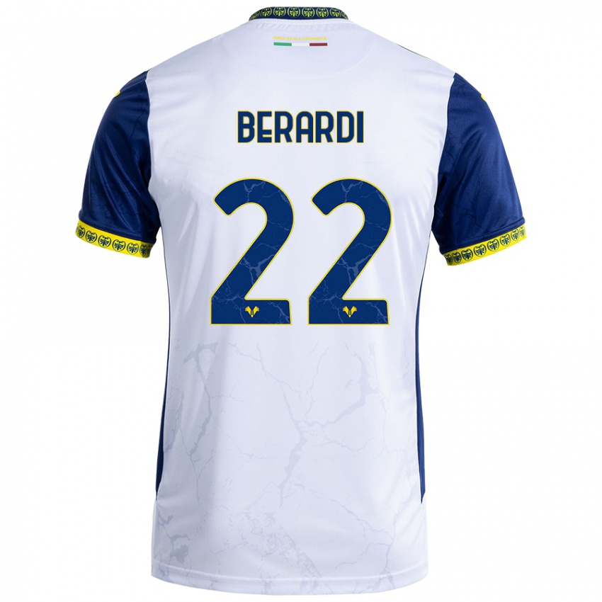 Niño Camiseta Alessandro Berardi #22 Blanco Azul 2ª Equipación 2024/25 La Camisa Chile