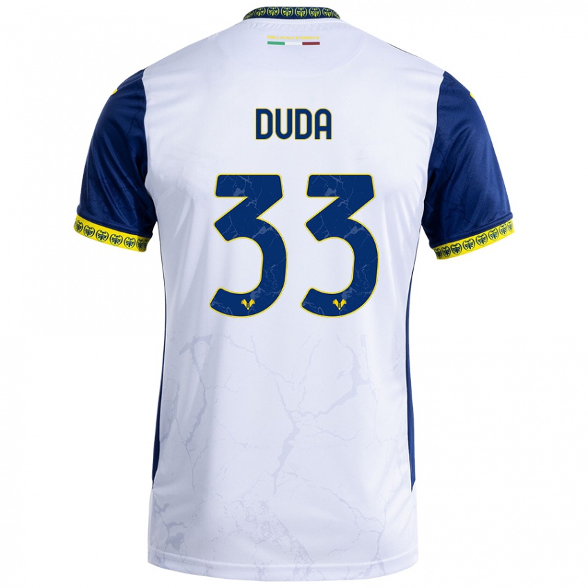 Niño Camiseta Ondrej Duda #33 Blanco Azul 2ª Equipación 2024/25 La Camisa Chile