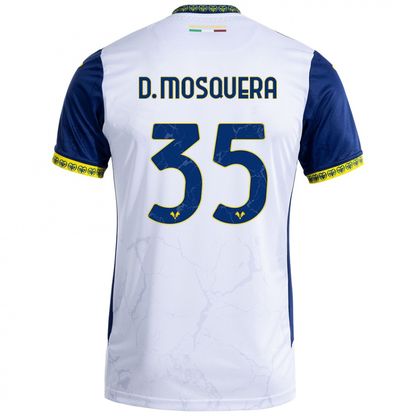 Niño Camiseta Daniel Mosquera #35 Blanco Azul 2ª Equipación 2024/25 La Camisa Chile