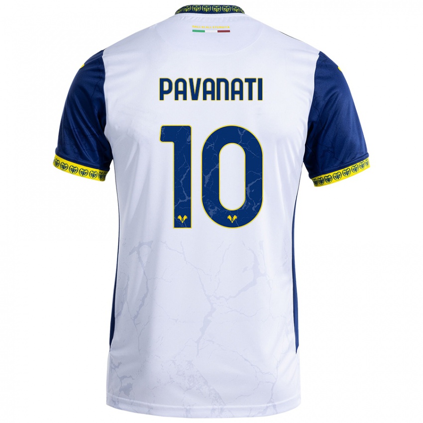 Niño Camiseta Alessandro Pavanati #10 Blanco Azul 2ª Equipación 2024/25 La Camisa Chile