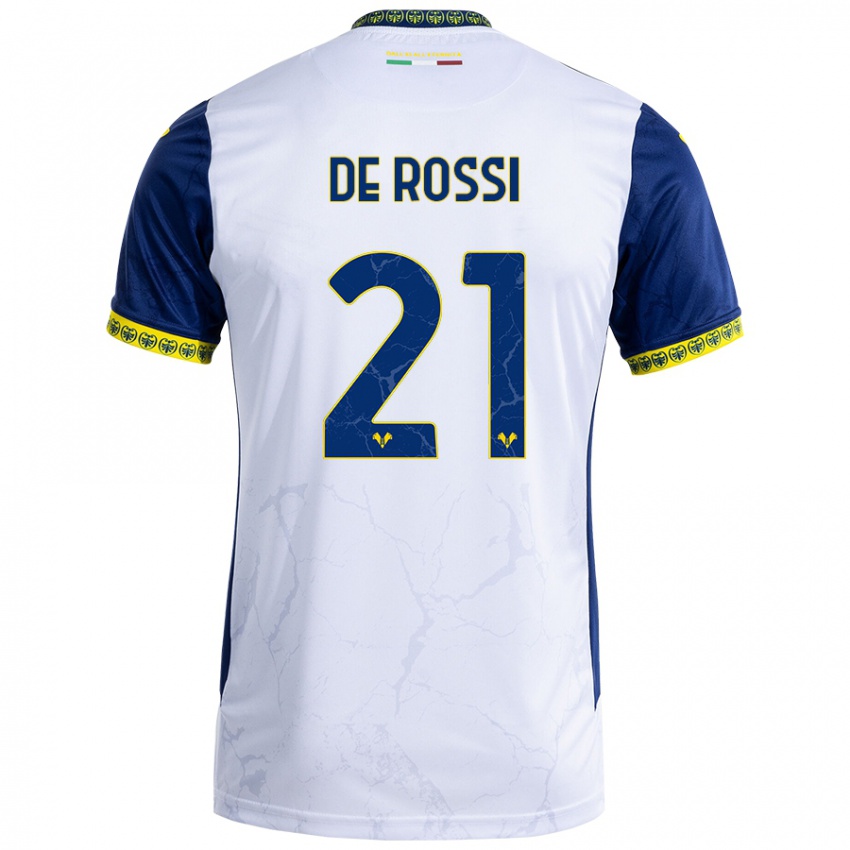 Niño Camiseta Michele De Rossi #21 Blanco Azul 2ª Equipación 2024/25 La Camisa Chile