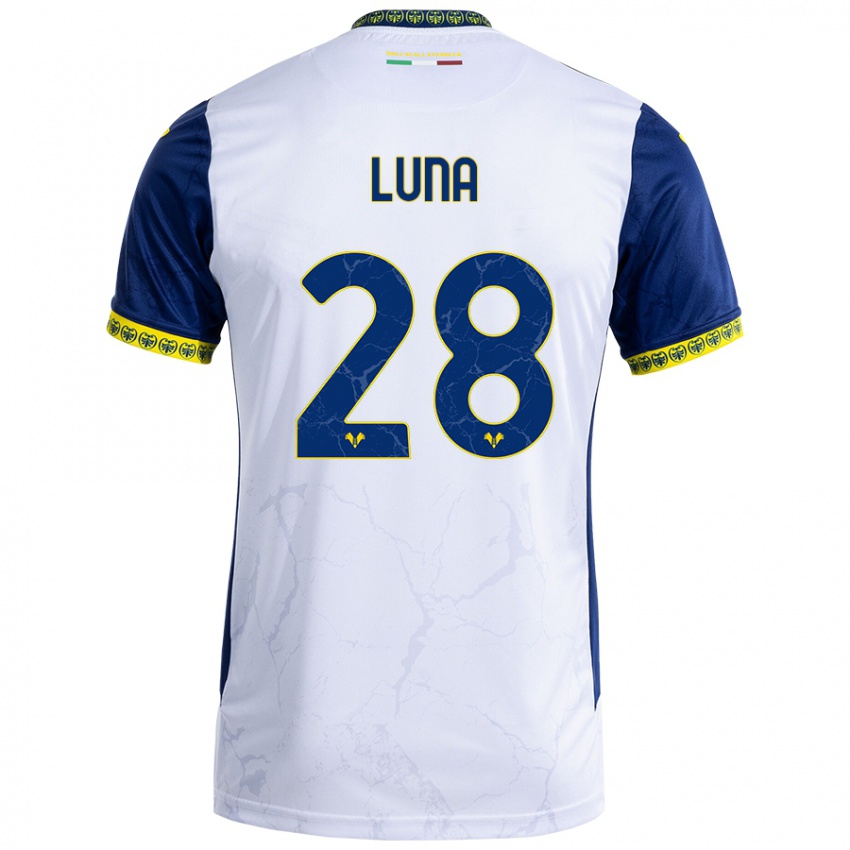 Niño Camiseta Agustín Luna #28 Blanco Azul 2ª Equipación 2024/25 La Camisa Chile