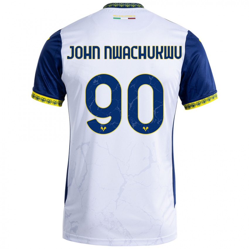 Niño Camiseta Samuel John Nwachukwu #90 Blanco Azul 2ª Equipación 2024/25 La Camisa Chile