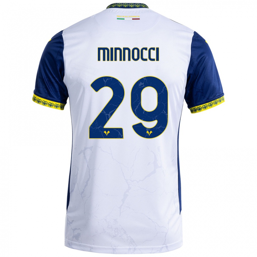 Niño Camiseta Valerio Minnocci #29 Blanco Azul 2ª Equipación 2024/25 La Camisa Chile