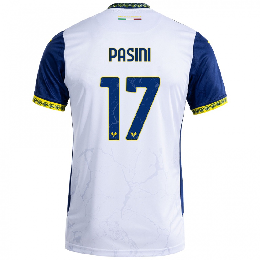 Niño Camiseta Veronica Pasini #17 Blanco Azul 2ª Equipación 2024/25 La Camisa Chile