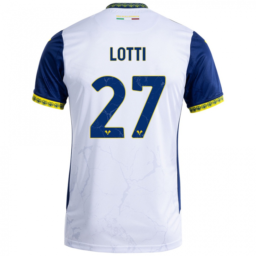 Niño Camiseta Irene Lotti #27 Blanco Azul 2ª Equipación 2024/25 La Camisa Chile