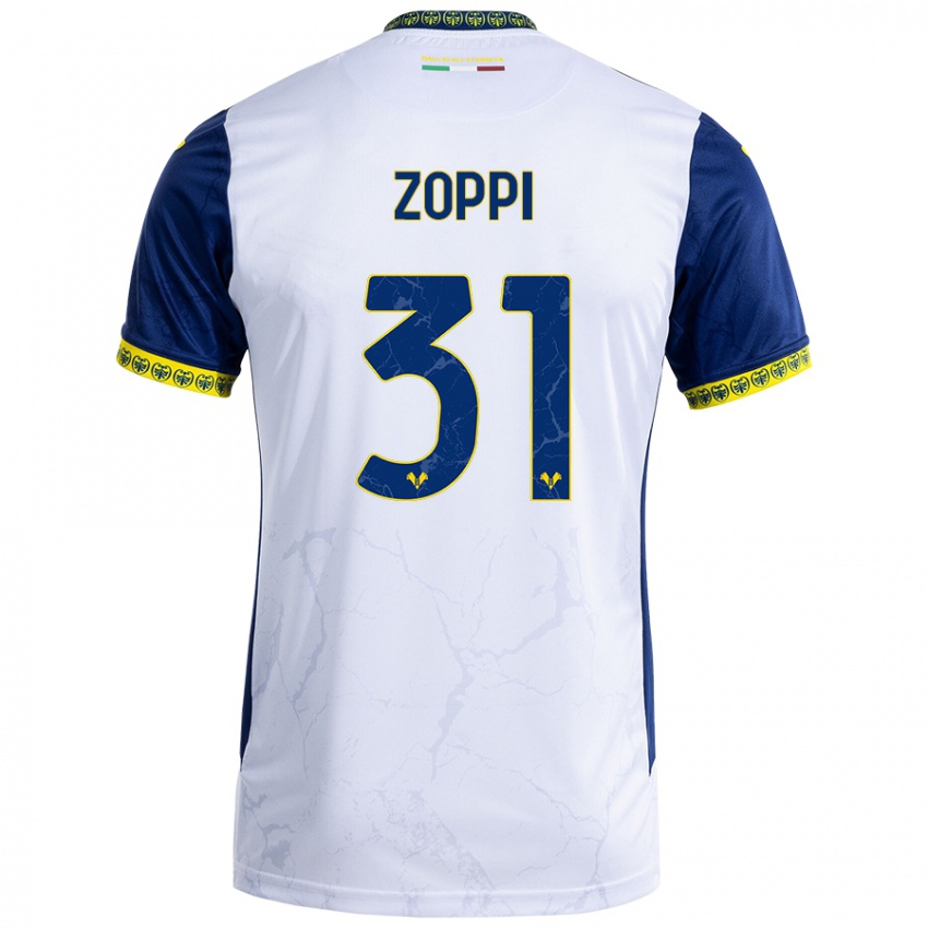 Niño Camiseta Sofia Zoppi #31 Blanco Azul 2ª Equipación 2024/25 La Camisa Chile