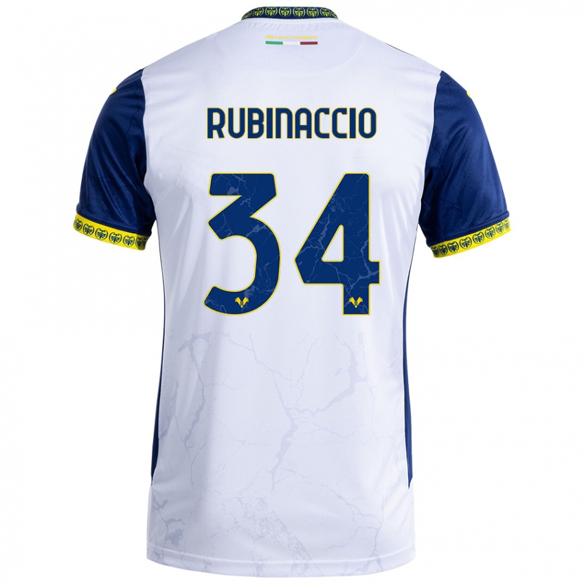 Niño Camiseta Nikol Rubinaccio #34 Blanco Azul 2ª Equipación 2024/25 La Camisa Chile