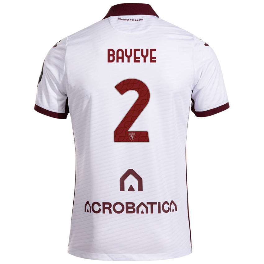 Niño Camiseta Brian Bayeye #2 Blanco Granate 2ª Equipación 2024/25 La Camisa Chile