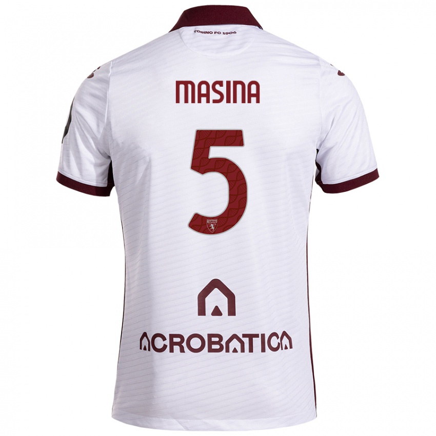 Niño Camiseta Adam Masina #5 Blanco Granate 2ª Equipación 2024/25 La Camisa Chile