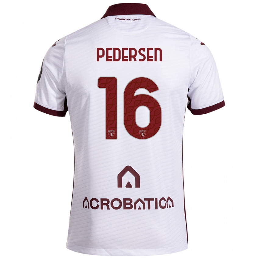 Niño Camiseta Marcus Pedersen #16 Blanco Granate 2ª Equipación 2024/25 La Camisa Chile