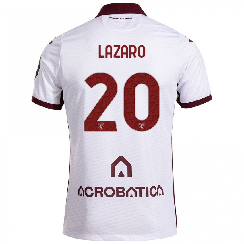 Niño Camiseta Valentino Lazaro #20 Blanco Granate 2ª Equipación 2024/25 La Camisa Chile