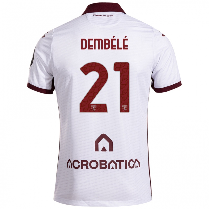 Niño Camiseta Ali Dembélé #21 Blanco Granate 2ª Equipación 2024/25 La Camisa Chile