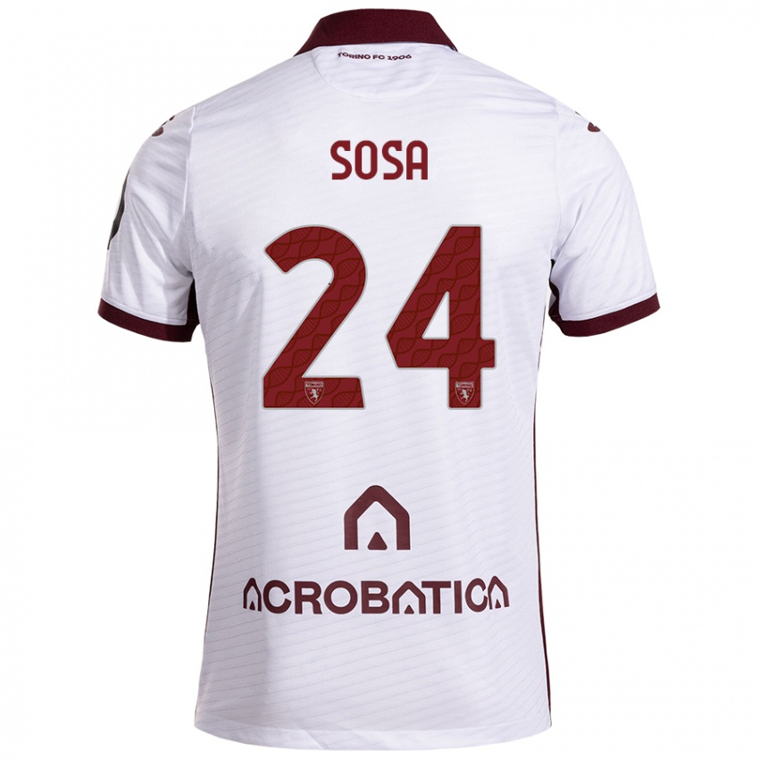 Niño Camiseta Borna Sosa #24 Blanco Granate 2ª Equipación 2024/25 La Camisa Chile