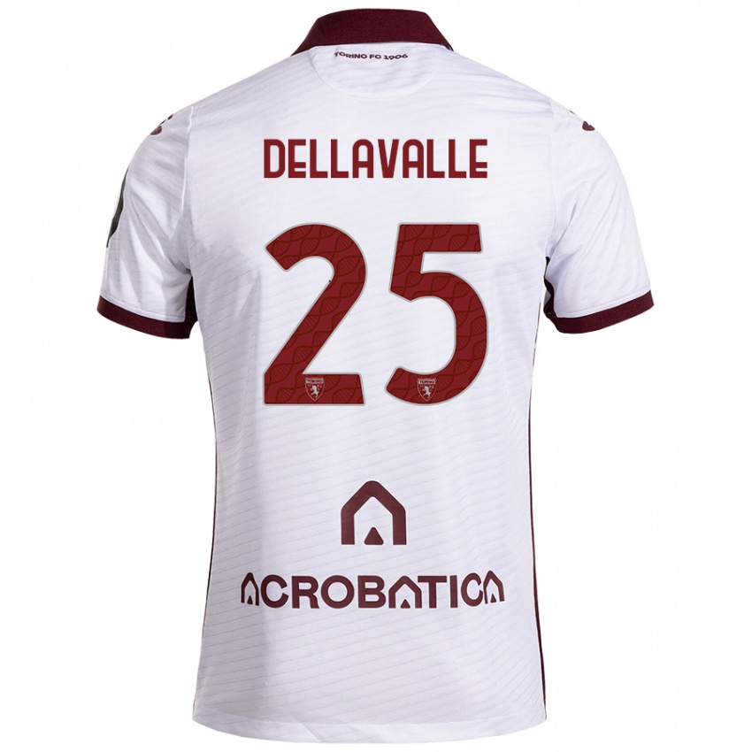 Niño Camiseta Alessandro Dellavalle #25 Blanco Granate 2ª Equipación 2024/25 La Camisa Chile