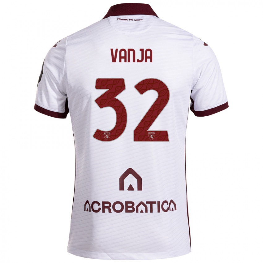 Niño Camiseta Vanja Milinković-Savić #32 Blanco Granate 2ª Equipación 2024/25 La Camisa Chile