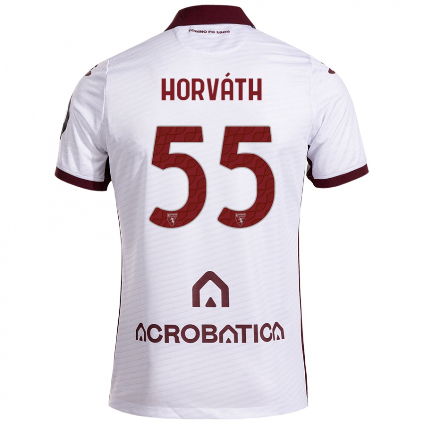 Niño Camiseta Krisztofer Horváth #55 Blanco Granate 2ª Equipación 2024/25 La Camisa Chile