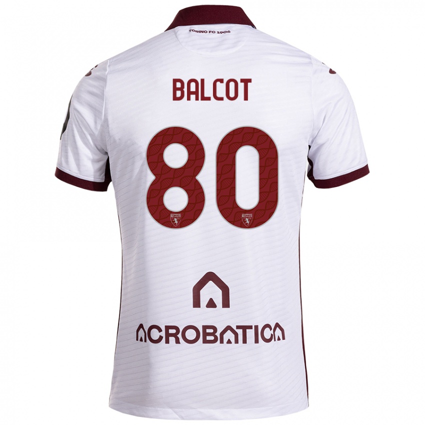 Niño Camiseta Côme Bianay Balcot #80 Blanco Granate 2ª Equipación 2024/25 La Camisa Chile