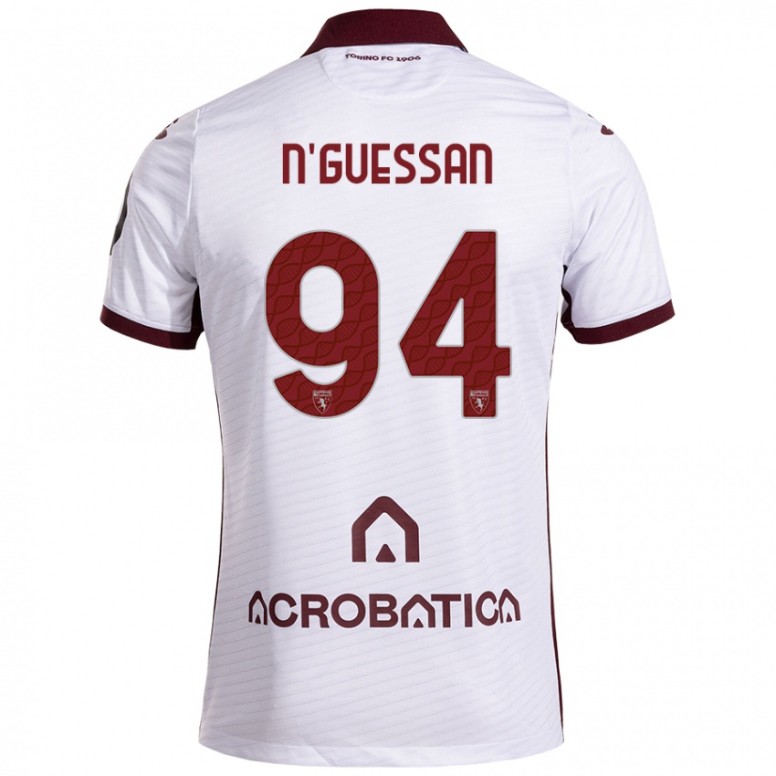 Niño Camiseta Ange Caumenan N'guessan #94 Blanco Granate 2ª Equipación 2024/25 La Camisa Chile