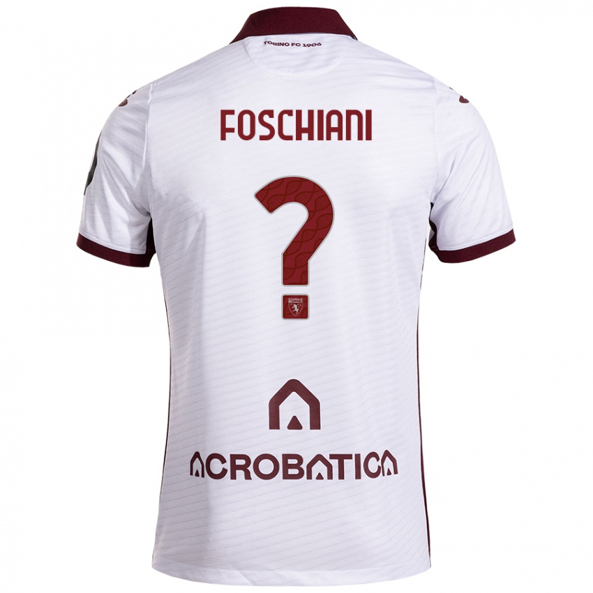 Niño Camiseta Francesco Foschiani #0 Blanco Granate 2ª Equipación 2024/25 La Camisa Chile