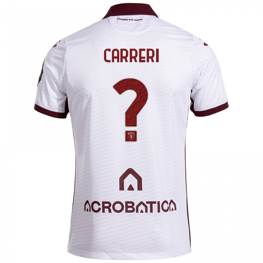 Niño Camiseta Carlo Carreri #0 Blanco Granate 2ª Equipación 2024/25 La Camisa Chile