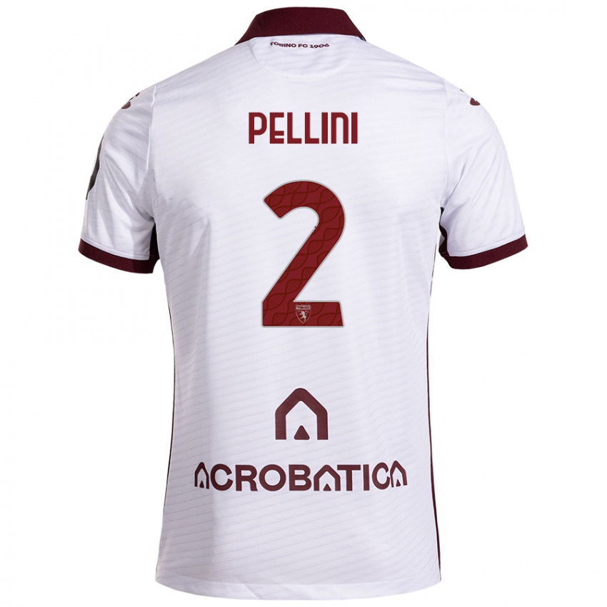 Niño Camiseta Mattia Pellini #2 Blanco Granate 2ª Equipación 2024/25 La Camisa Chile