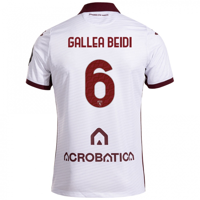 Niño Camiseta Francesco Gallea Beidi #6 Blanco Granate 2ª Equipación 2024/25 La Camisa Chile