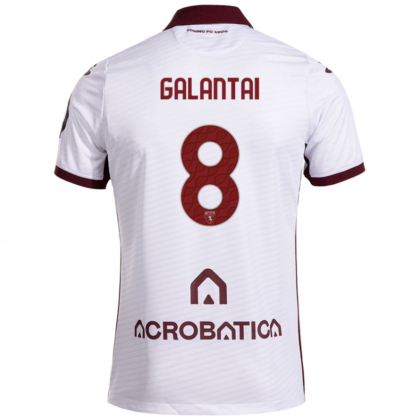 Niño Camiseta Tamás Galántai #8 Blanco Granate 2ª Equipación 2024/25 La Camisa Chile