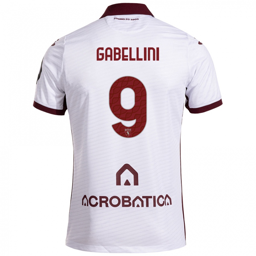 Niño Camiseta Tommaso Gabellini #9 Blanco Granate 2ª Equipación 2024/25 La Camisa Chile