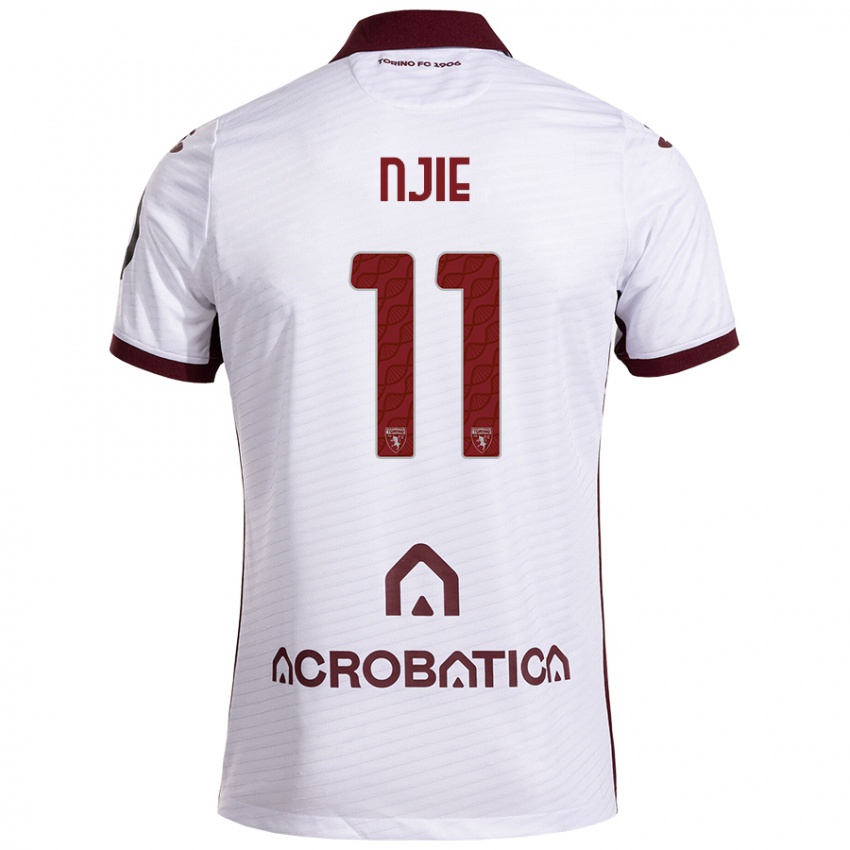 Niño Camiseta Alieu Njie #11 Blanco Granate 2ª Equipación 2024/25 La Camisa Chile