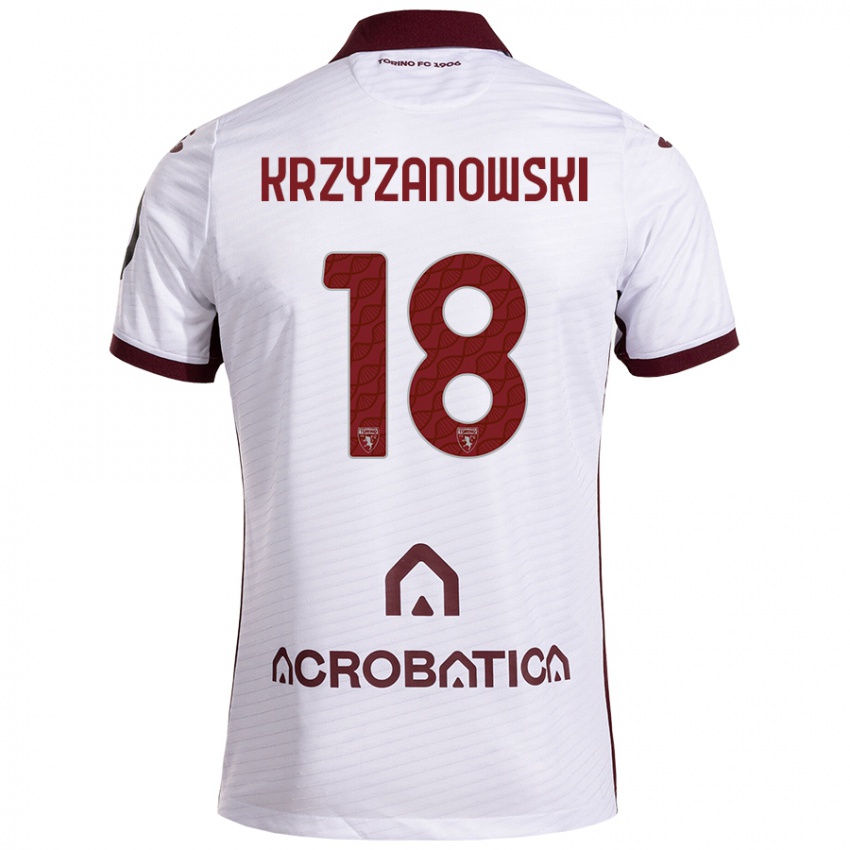 Niño Camiseta Jakub Krzyzanowski #18 Blanco Granate 2ª Equipación 2024/25 La Camisa Chile