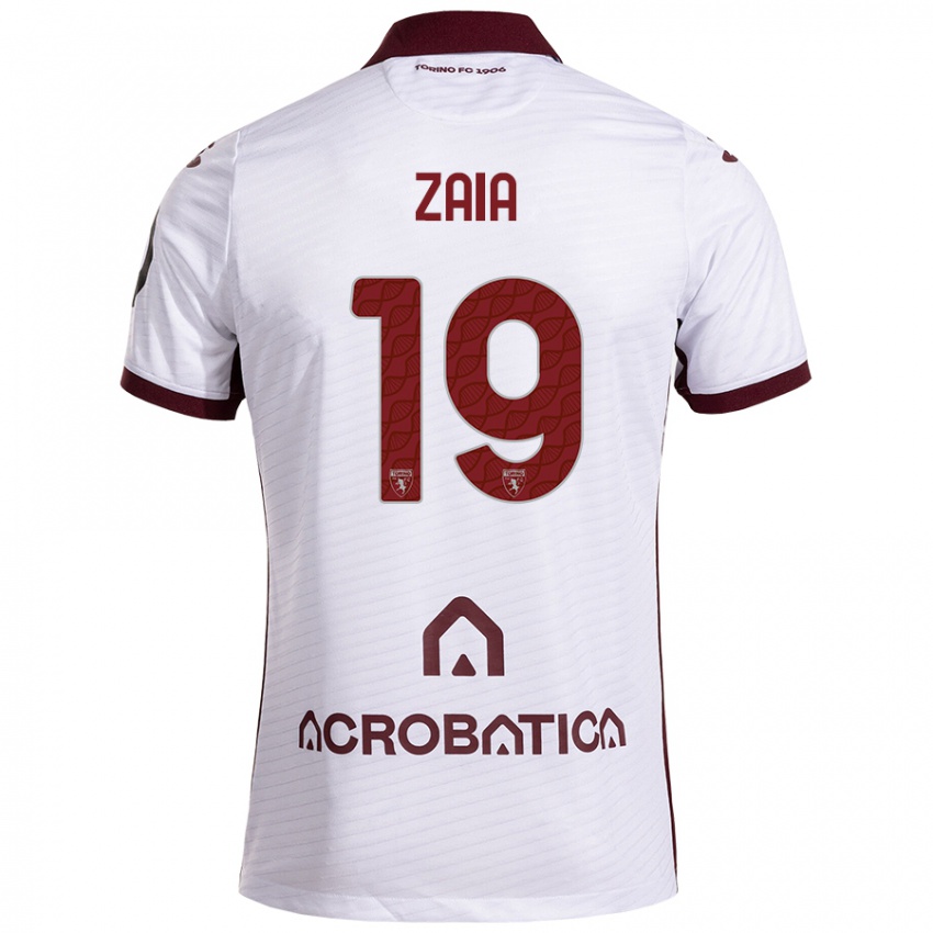 Niño Camiseta Edoardo Zaia #19 Blanco Granate 2ª Equipación 2024/25 La Camisa Chile