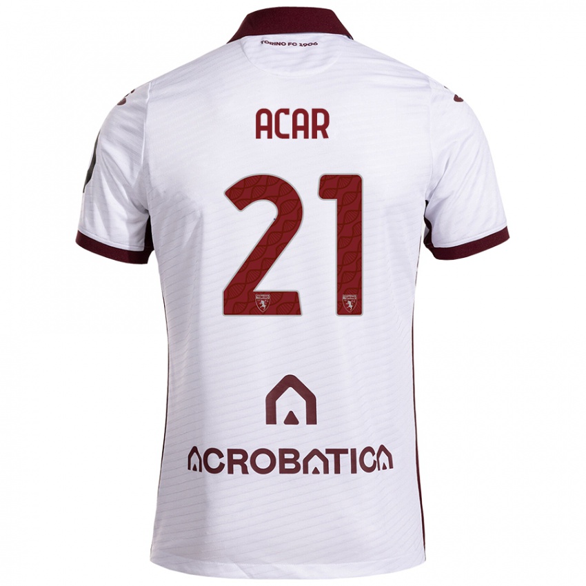 Niño Camiseta Emirhan Acar #21 Blanco Granate 2ª Equipación 2024/25 La Camisa Chile