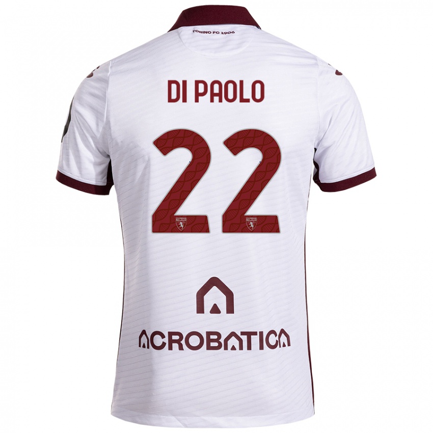 Niño Camiseta Sebastiano Di Paolo #22 Blanco Granate 2ª Equipación 2024/25 La Camisa Chile