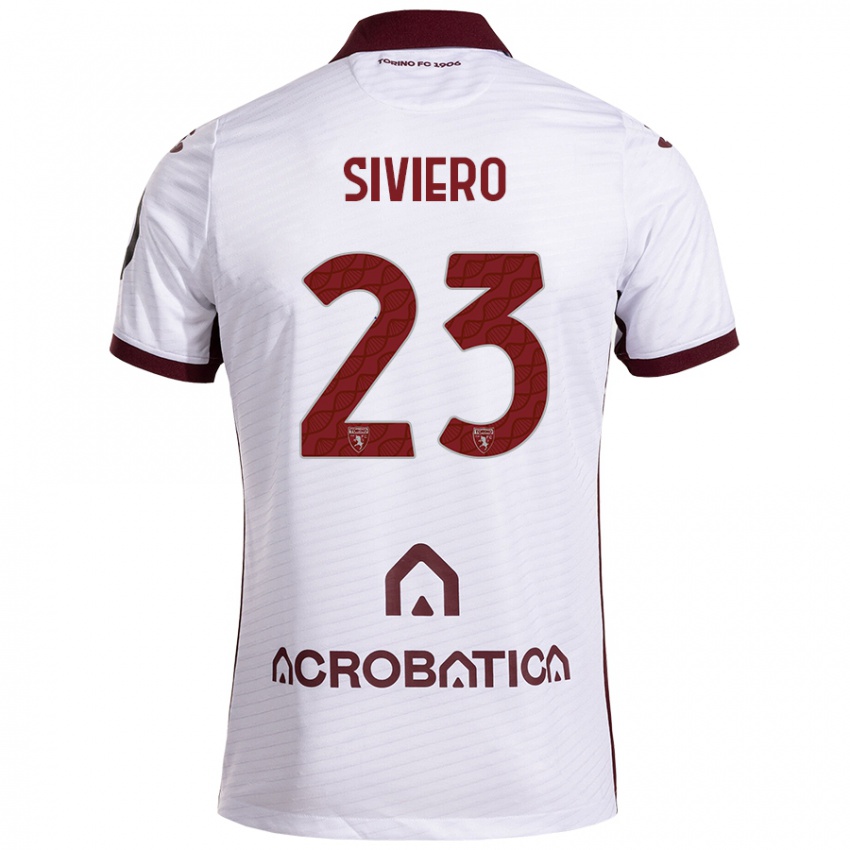 Niño Camiseta Lapo Siviero #23 Blanco Granate 2ª Equipación 2024/25 La Camisa Chile