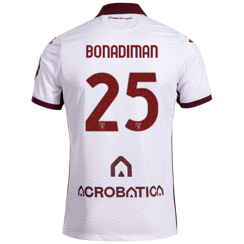 Niño Camiseta Matteo Bonadiman #25 Blanco Granate 2ª Equipación 2024/25 La Camisa Chile