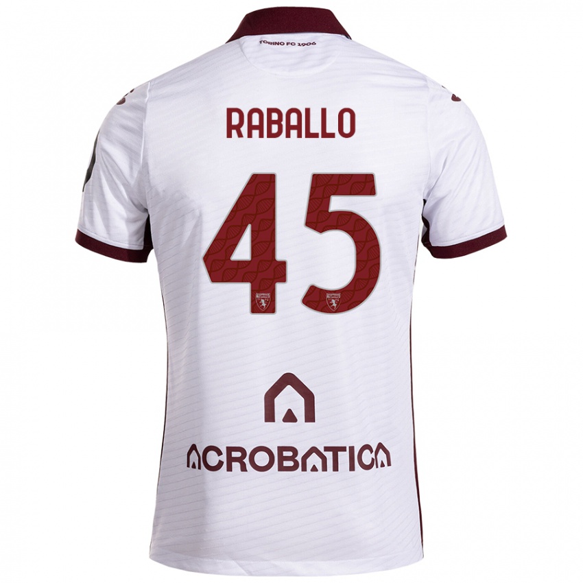 Niño Camiseta Alessio Raballo #45 Blanco Granate 2ª Equipación 2024/25 La Camisa Chile