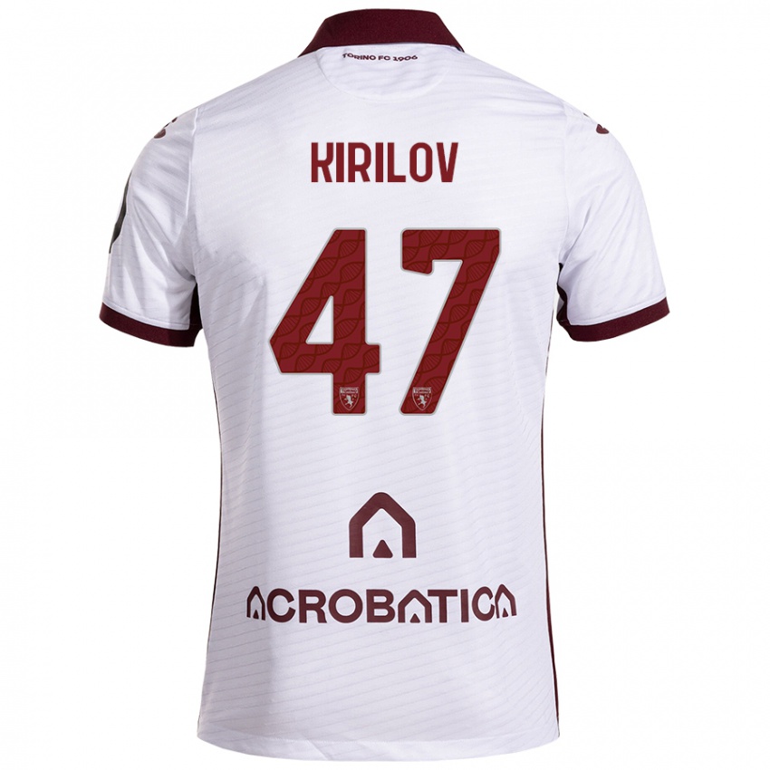 Niño Camiseta Martin Kirilov #47 Blanco Granate 2ª Equipación 2024/25 La Camisa Chile